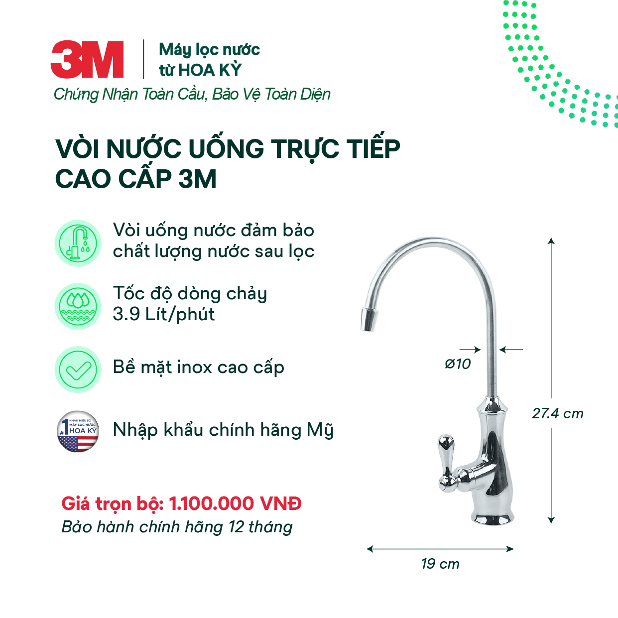  Vòi Nước Uống Trực Tiếp 3M - Hàng Chính Hãng 