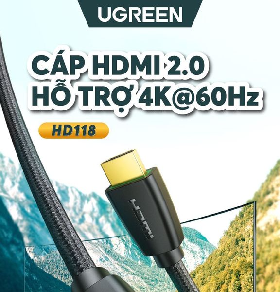 Cáp dữ liệu VIDEO HDMI 2.0 truyền âm thanh hình ảnh dài 2M Ugreen ( 40410)