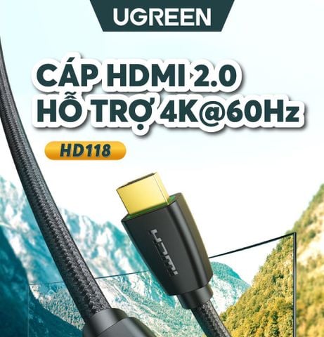 Cáp dữ liệu VIDEO HDMI 2.0 truyền âm thanh hình ảnh dài 2M Ugreen ( 40410)