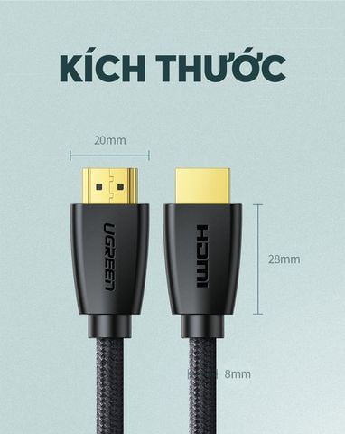Cáp dữ liệu VIDEO HDMI 2.0 truyền âm thanh hình ảnh dài 2M Ugreen ( 40410)
