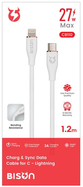 Cáp Bison silicon C-L 27W (CB110 - Trắng)