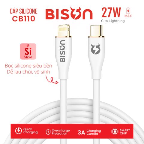 Cáp Bison silicon C-L 27W (CB110 - Trắng)