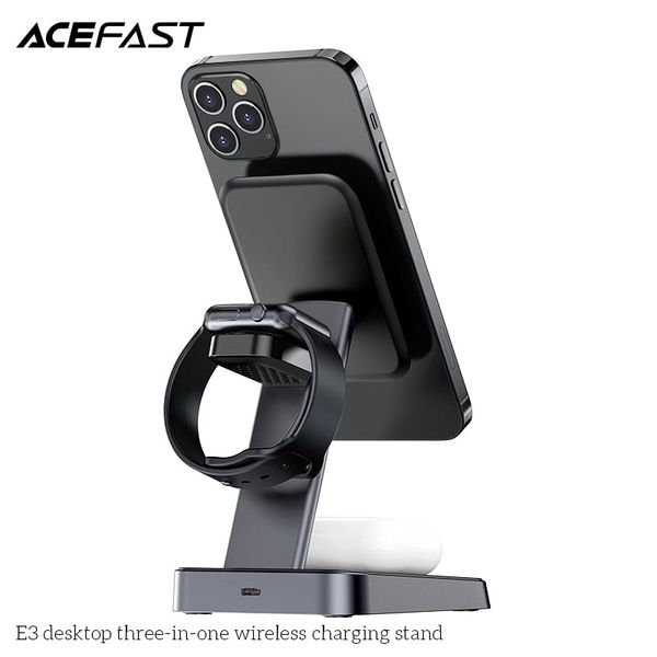 Sạc không dây Acefast E3, 3 trong 1, công suất tối đa 15w, điện áp 9v, dùng cho thiết bị di động, hãng sx: Acefast #6974316280903