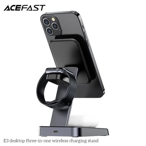 Sạc không dây Acefast E3, 3 trong 1, công suất tối đa 15w, điện áp 9v, dùng cho thiết bị di động, hãng sx: Acefast #6974316280903