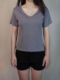  Áo thun nữ  Ribbed V  neck  A3-010 