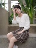  Áo kiểu nữ  Ribbon Puff Blouse  A1-039 