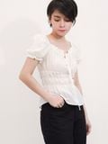  Áo kiểu nữ  Ruffle U-neck  A1-046 