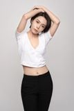  Áo thun nữ  V  neck Wrap cropped  A3-014 