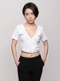  Áo thun nữ  V  neck Wrap cropped  A3-014 