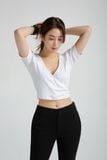  Áo thun nữ  V  neck Wrap cropped  A3-014 