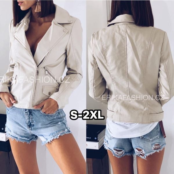  KOŽENÁ BUNDA BEŽOVÁ S-XXL ( 420KC 5KS) 