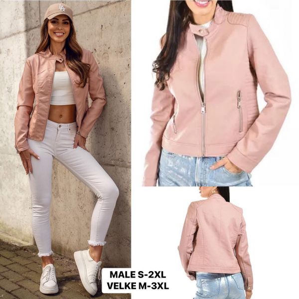  KOŽENÁ BUNDA RŮŽOVÁ S-XXL ( 420KC 5KS) 