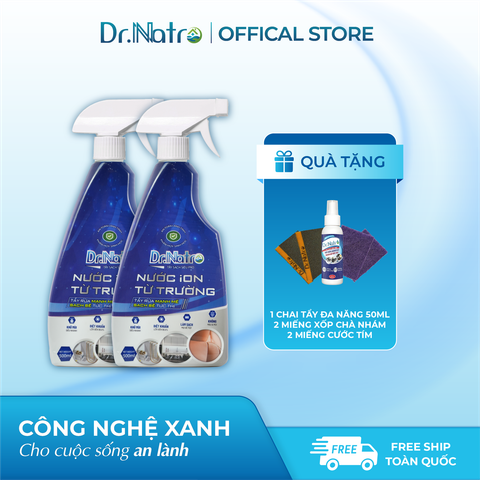 COMBO 2 Siêu Tẩy Đa Năng DR.NATRO 500 ml + Tặng 1 chai tẩy đa năng 50ml + 2 miếng chà nhám + 2 miếng cước tím