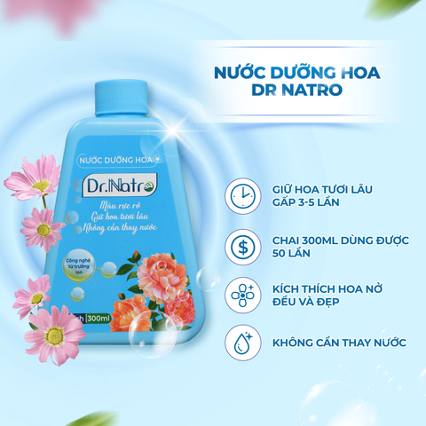 Nước Dưỡng Hoa DR.NATRO 300ml + Tặng 2 gói Nhuộm Màu Hoa DR.NATRO
