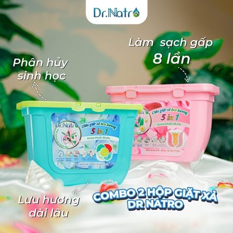 VIÊN GIẶT XẢ LƯU HƯƠNG Thông Minh 5 IN 1 DR.NATRO 360g (30 viên/15g/hộp)