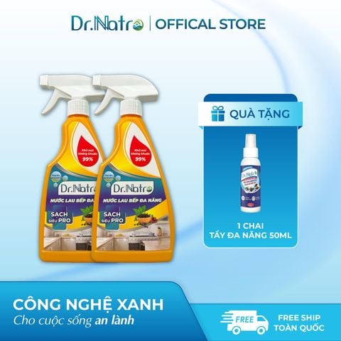 COMBO 2 Nước Lau Bếp Đa Năng DR.NATRO 500ml + Tặng 1 Chai Tẩy Đa Năng 50ml