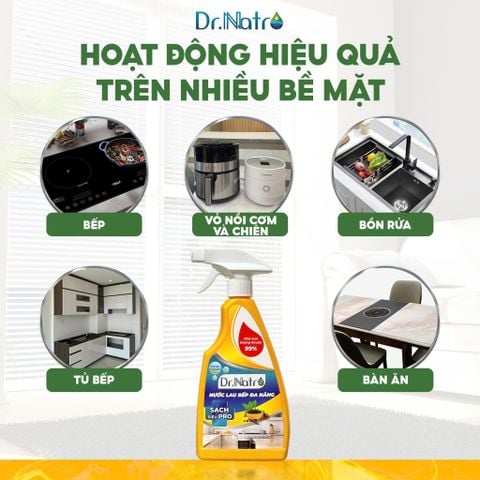Nước Lau Bếp Đa Năng DR.NATRO 500ml Lau Sạch Dầu Mỡ