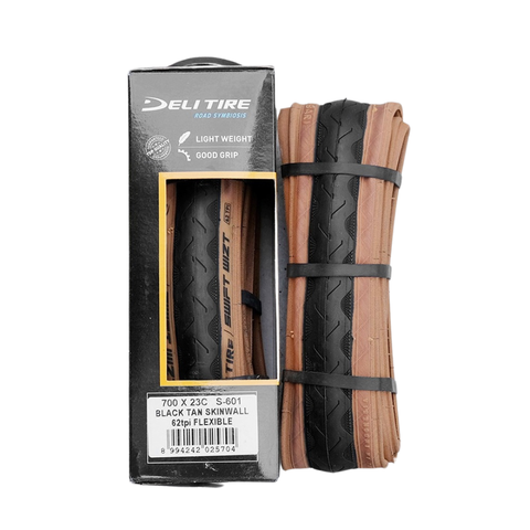Vỏ xếp Deli Tire 700 x 23c S-601 Hông tan nâu (Black Tan Skinwall)