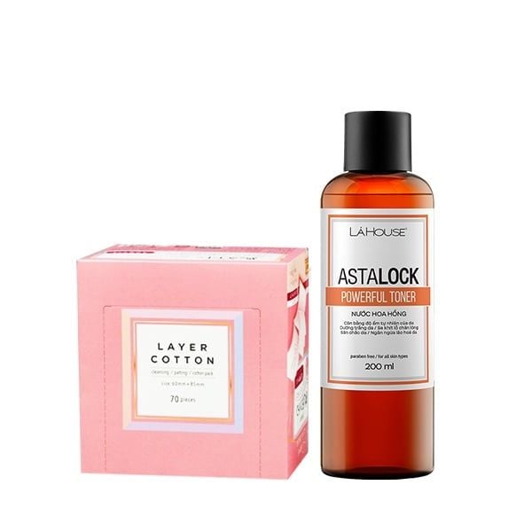  Lá House - Astalock Powerful Toner - 200ml và Bông tẩy trang Cotton Labo 5 lớp 70 miếng lớn-201079 
