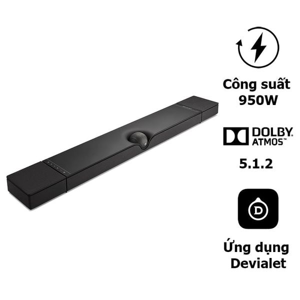 Loa Devialet Dione, Công suất 950W, HDMI eARC, Optical, TOSLINK, AirPlay 2, Spotify Connect, Bluetooth 5.0, UPnP