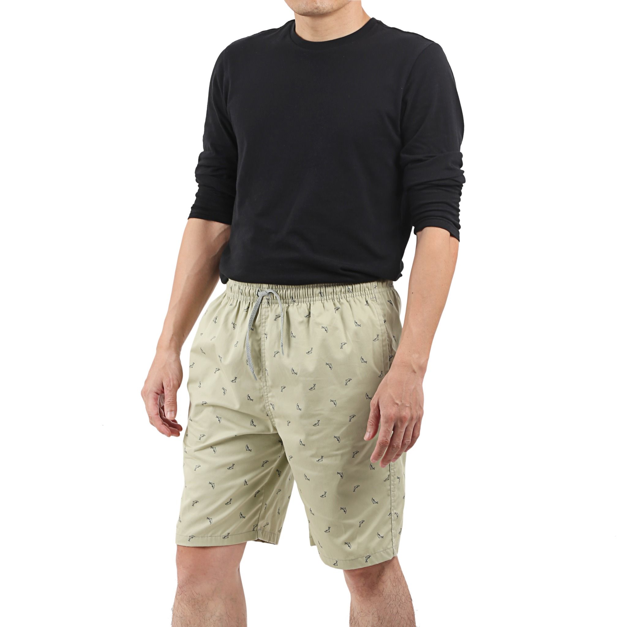  Men's light cotton lounge shorts with print 
