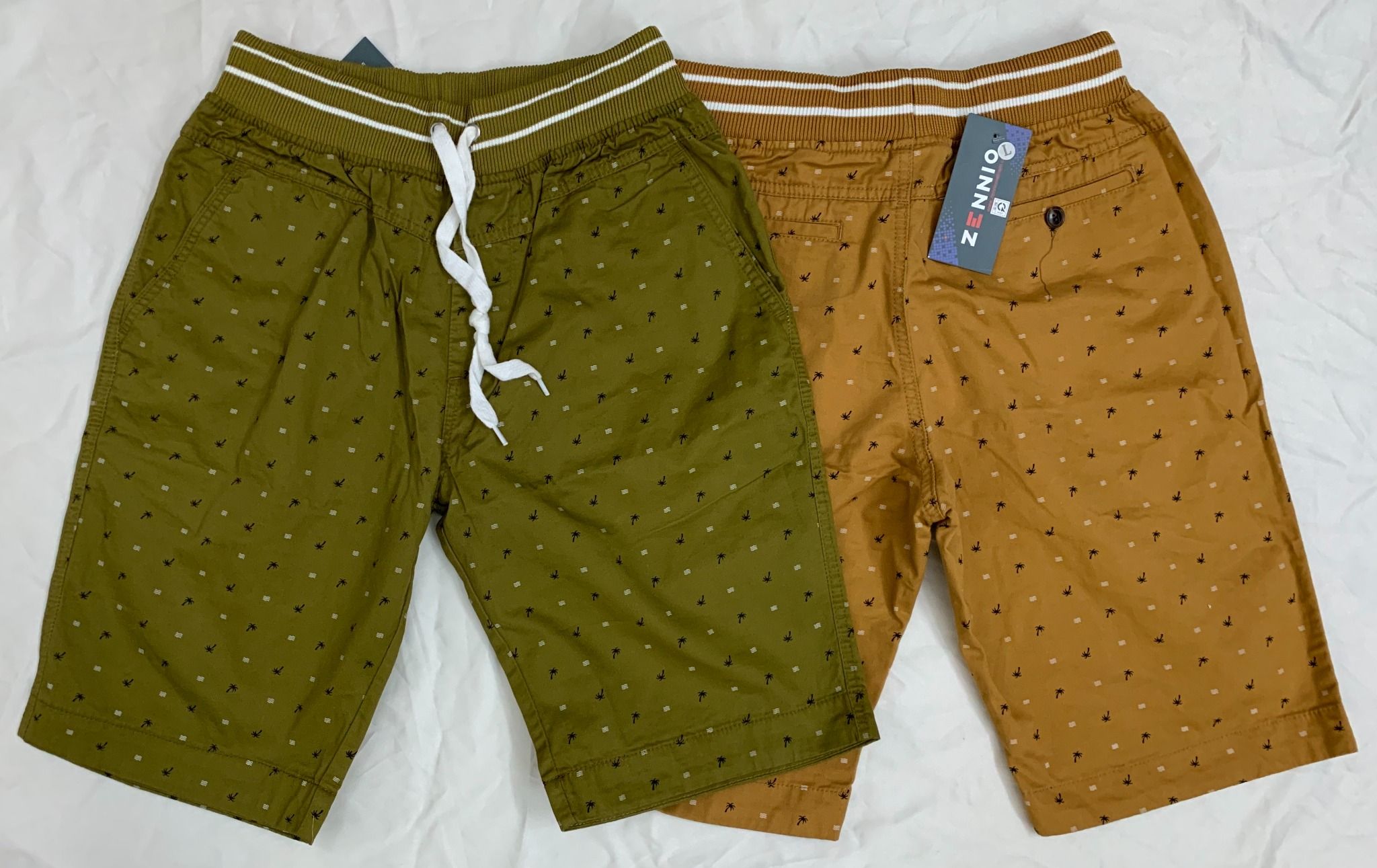  Men’s Cotton Shorts with Ribbed Waistband 