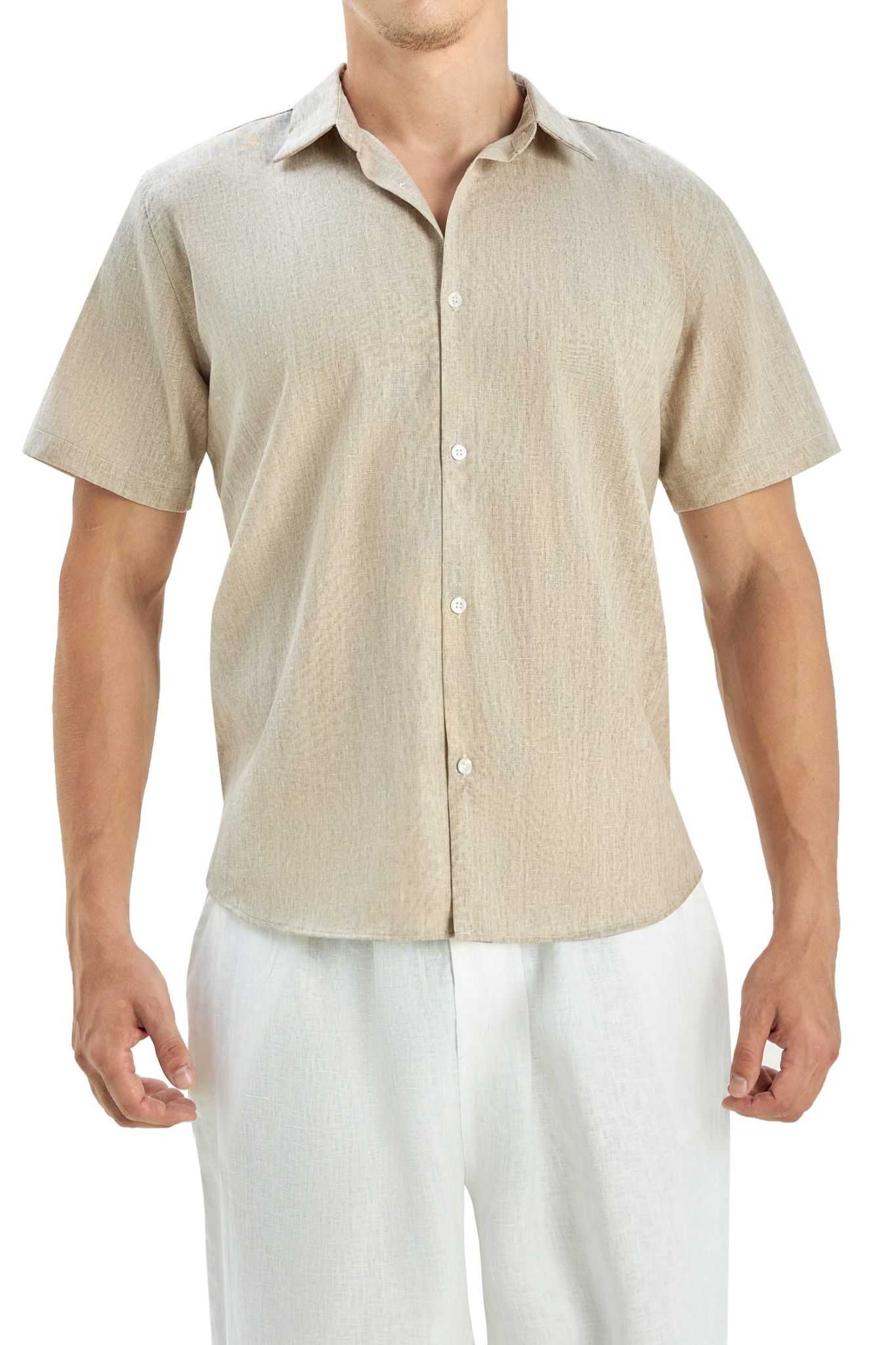  Men's linen shirt short sleeves 