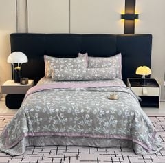 Bộ Chăn Ga Gối Trần Bông Hàn Quốc KOREA LYOCEL SWEET - King size + Queen size đều có thể sử dụng