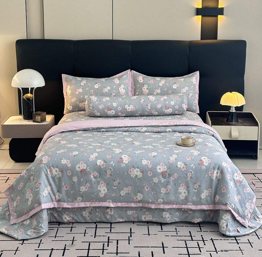 Bộ Chăn Ga Gối Trần Bông Hàn Quốc KOREA LYOCEL SWEET - King size + Queen size đều có thể sử dụng