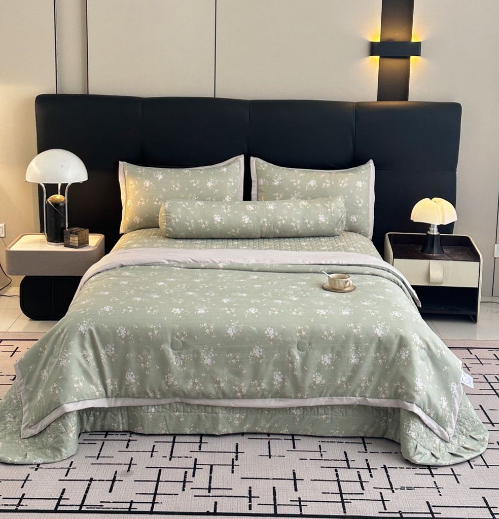Bộ Chăn Ga Gối Trần Bông Hàn Quốc KOREA LYOCEL SWEET - King size + Queen size đều có thể sử dụng