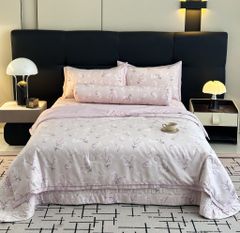 Bộ Chăn Ga Gối Trần Bông Hàn Quốc KOREA LYOCEL SWEET - King size + Queen size đều có thể sử dụng