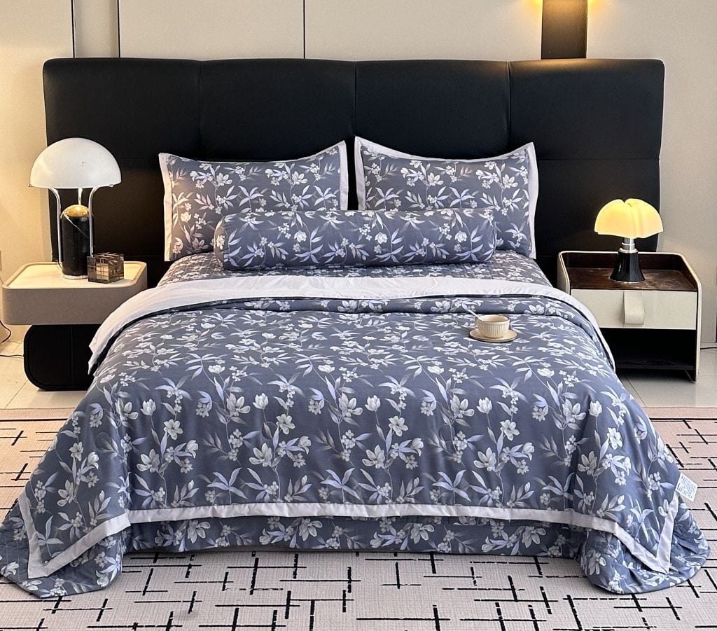 Bộ Chăn Ga Gối Trần Bông Hàn Quốc KOREA LYOCEL SWEET - King size + Queen size đều có thể sử dụng