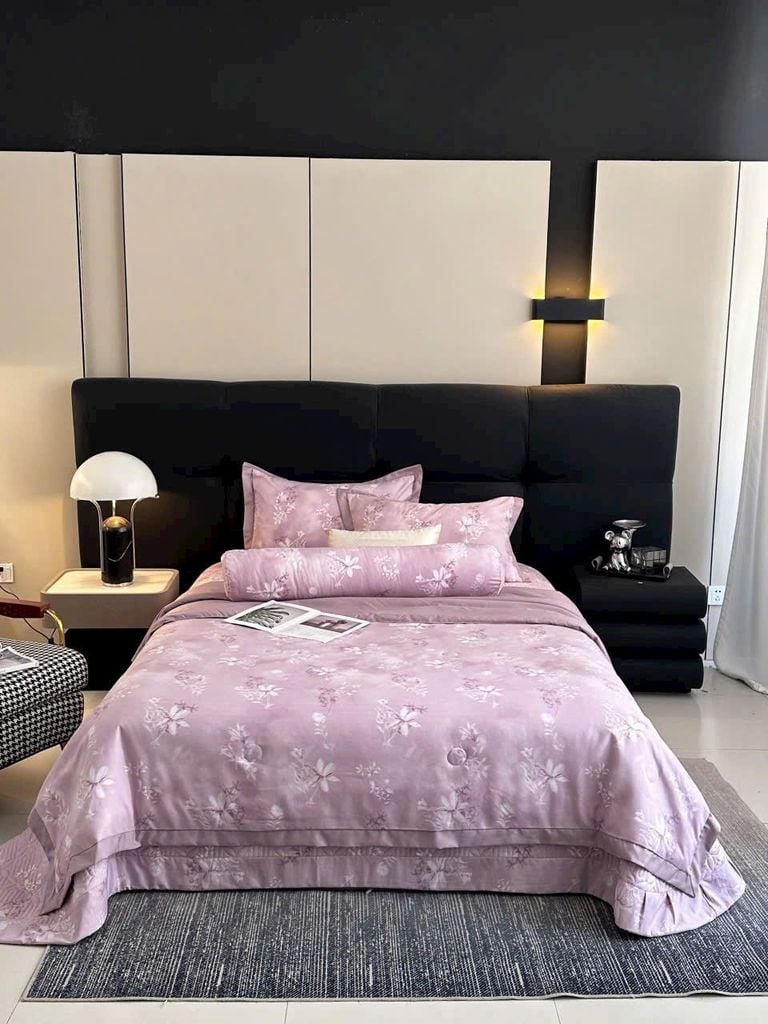 Bộ Chăn Ga Gối Trần Bông Hàn Quốc KOREA LYOCEL SWEET - King size + Queen size đều có thể sử dụng