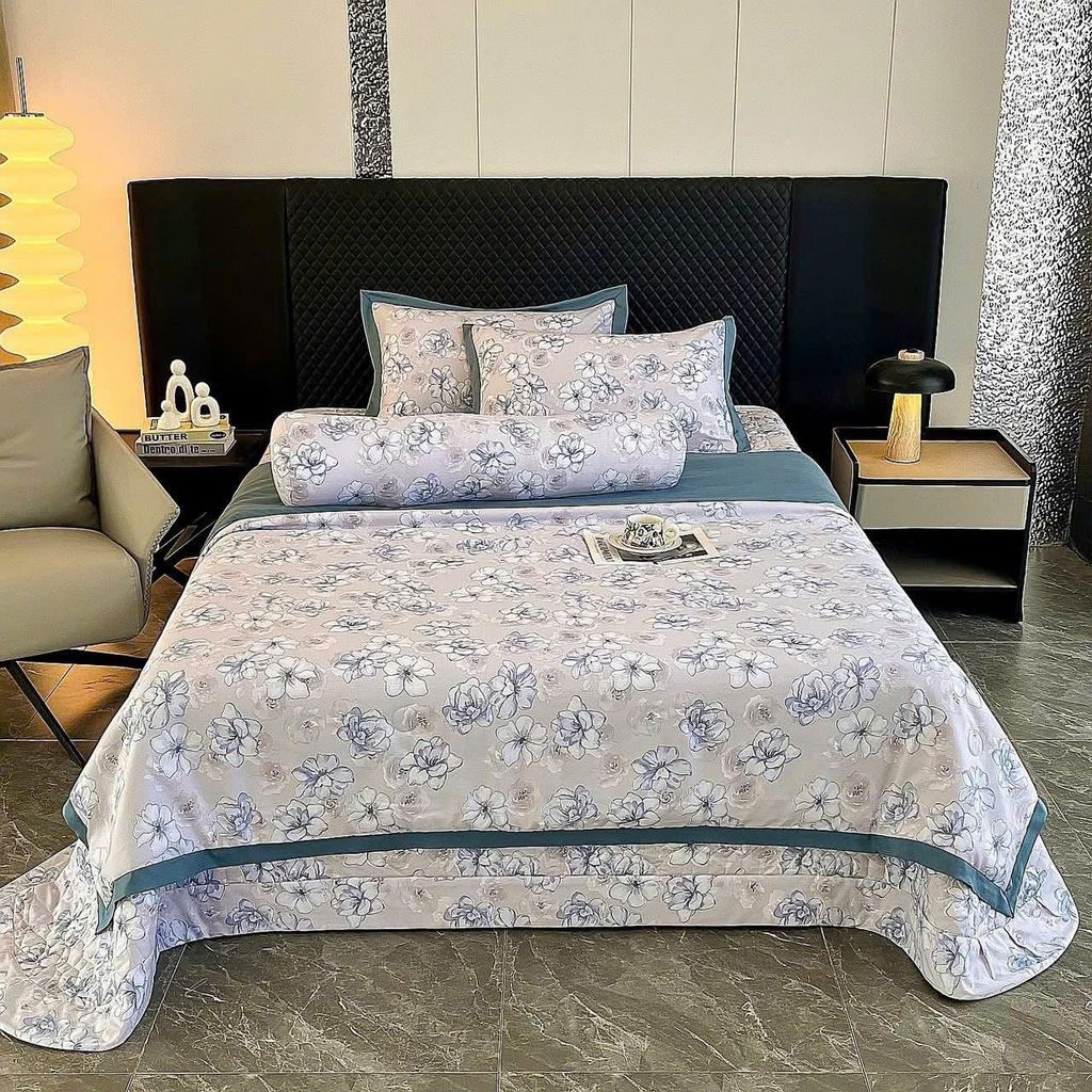 Bộ Chăn Ga Gối Trần Bông Hàn Quốc KOREA LYOCEL SWEET - King size + Queen size đều có thể sử dụng