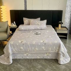 Bộ Chăn Ga Gối Trần Bông Hàn Quốc KOREA LYOCEL SWEET - King size + Queen size đều có thể sử dụng