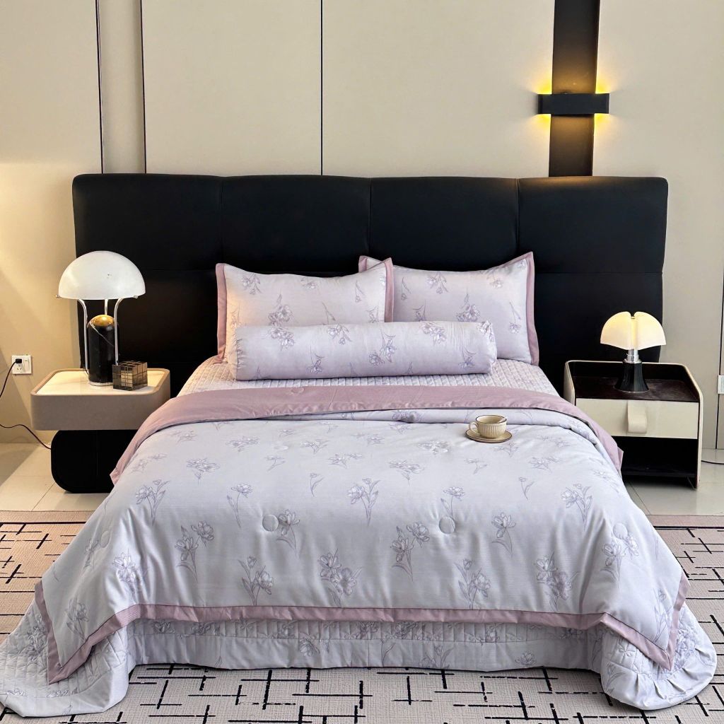 Bộ Chăn Ga Gối Trần Bông Hàn Quốc KOREA LYOCEL SWEET - King size + Queen size đều có thể sử dụng