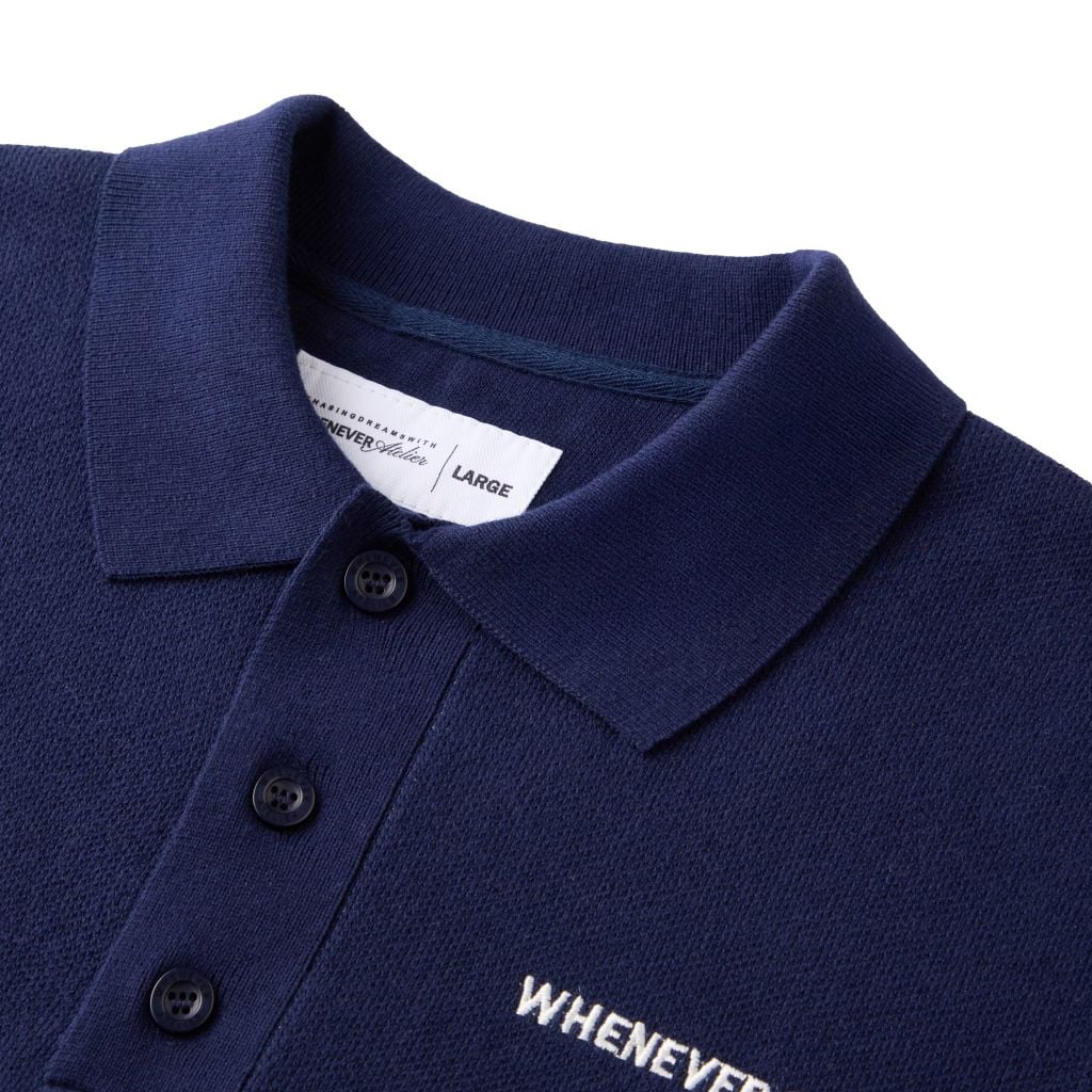 “WHENEVER” NY KNIT POLO SHIRT / NAVY