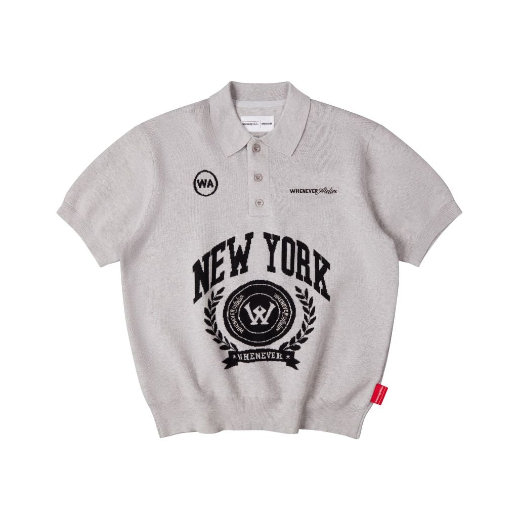 “WHENEVER” NY KNIT POLO SHIRT / GREY