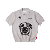 “WHENEVER” NY KNIT POLO SHIRT / GREY