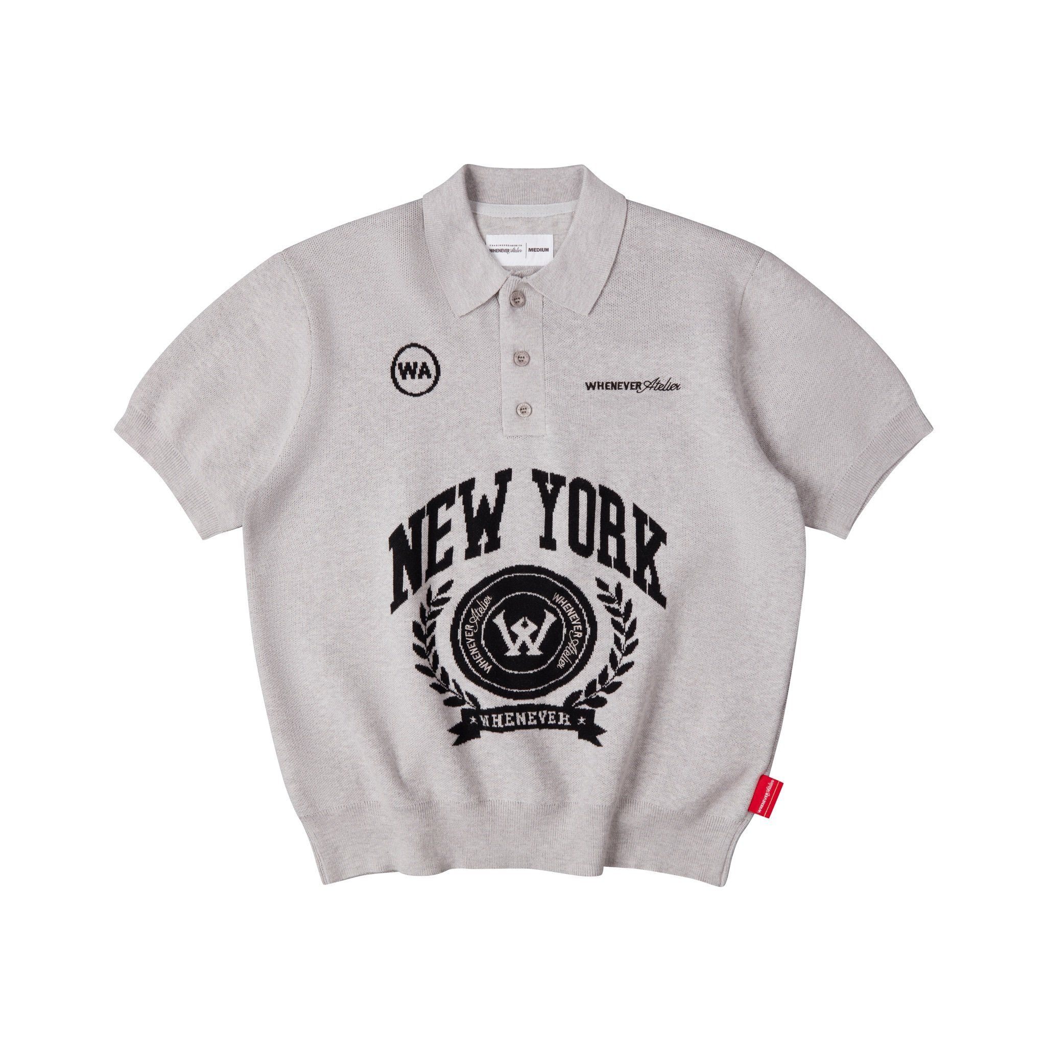 “WHENEVER” NY KNIT POLO SHIRT / GREY