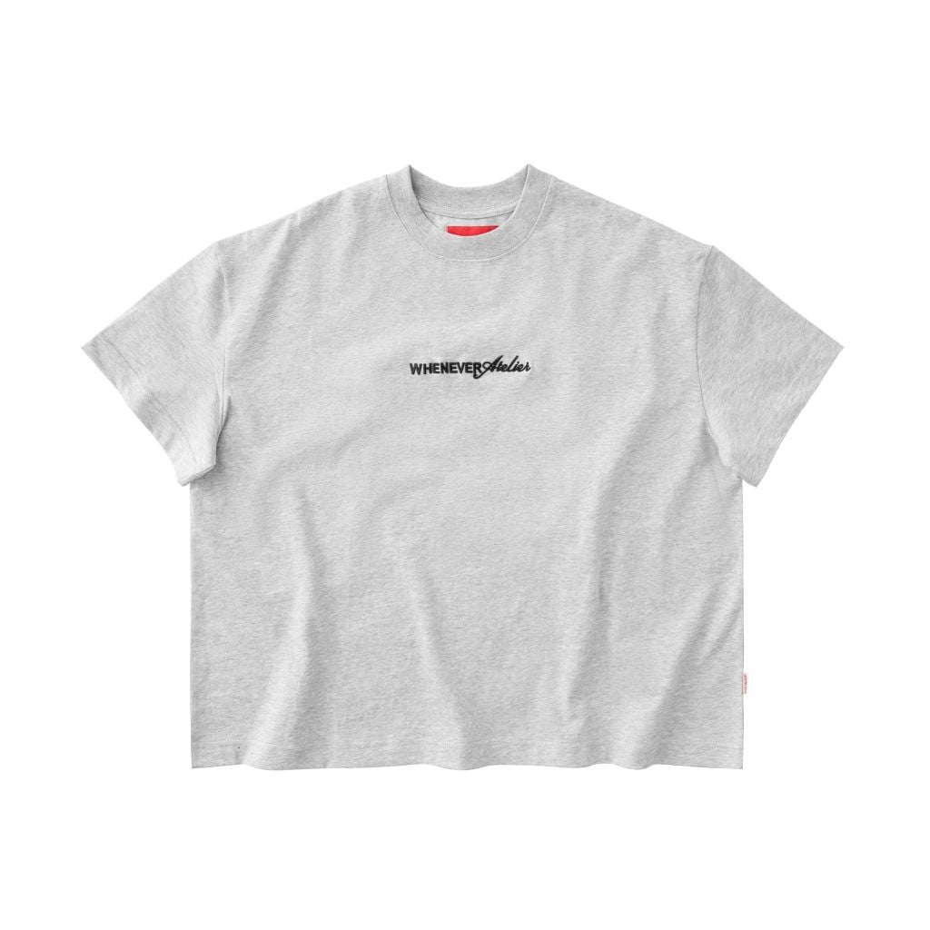 “WHENEVER” SS25 EMBROIDERED LOGO T-SHIRT / GREY