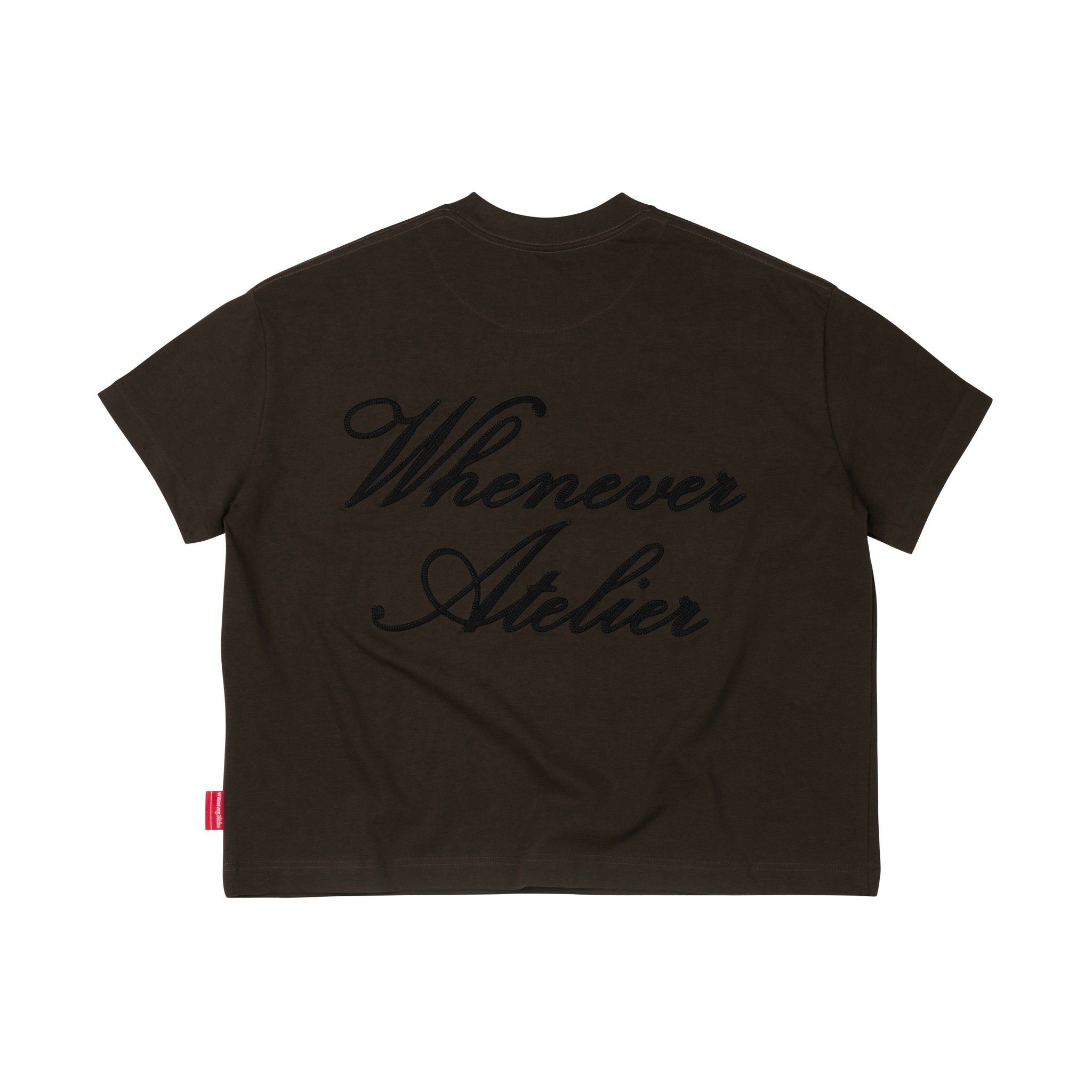 “WHENEVER” SS25 EMBROIDERED LOGO T-SHIRT / BROWN