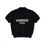 “WHENEVER” NY KNIT POLO SHIRT / BLACK