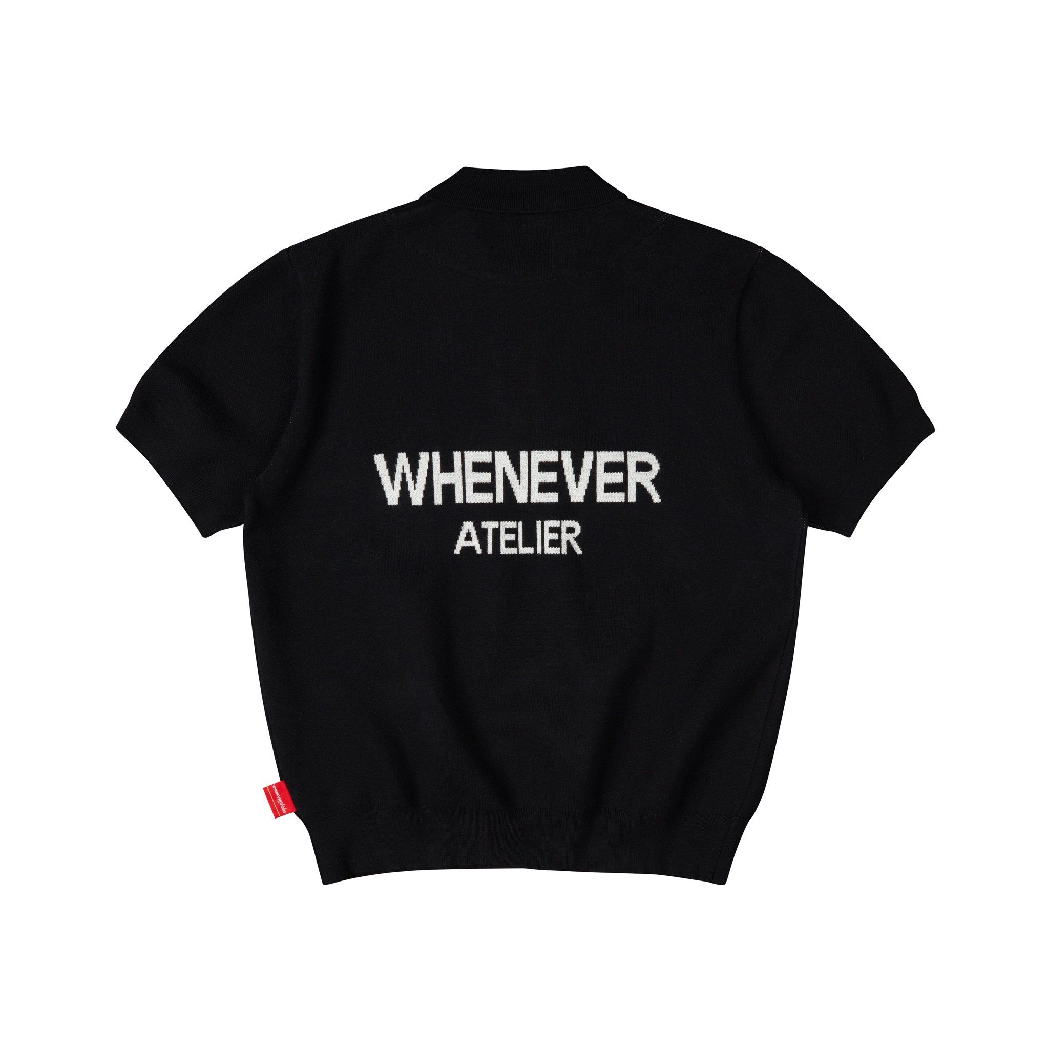 “WHENEVER” NY KNIT POLO SHIRT / BLACK