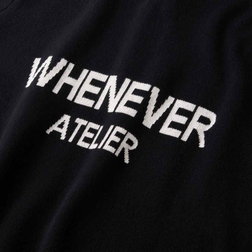 “WHENEVER” NY KNIT POLO SHIRT / BLACK
