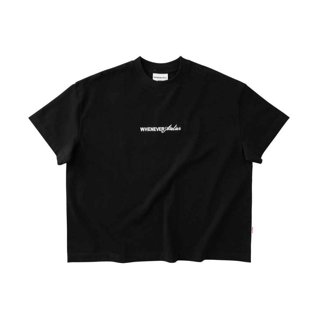 “WHENEVER” SS25 EMBROIDERED LOGO T-SHIRT / BLACK