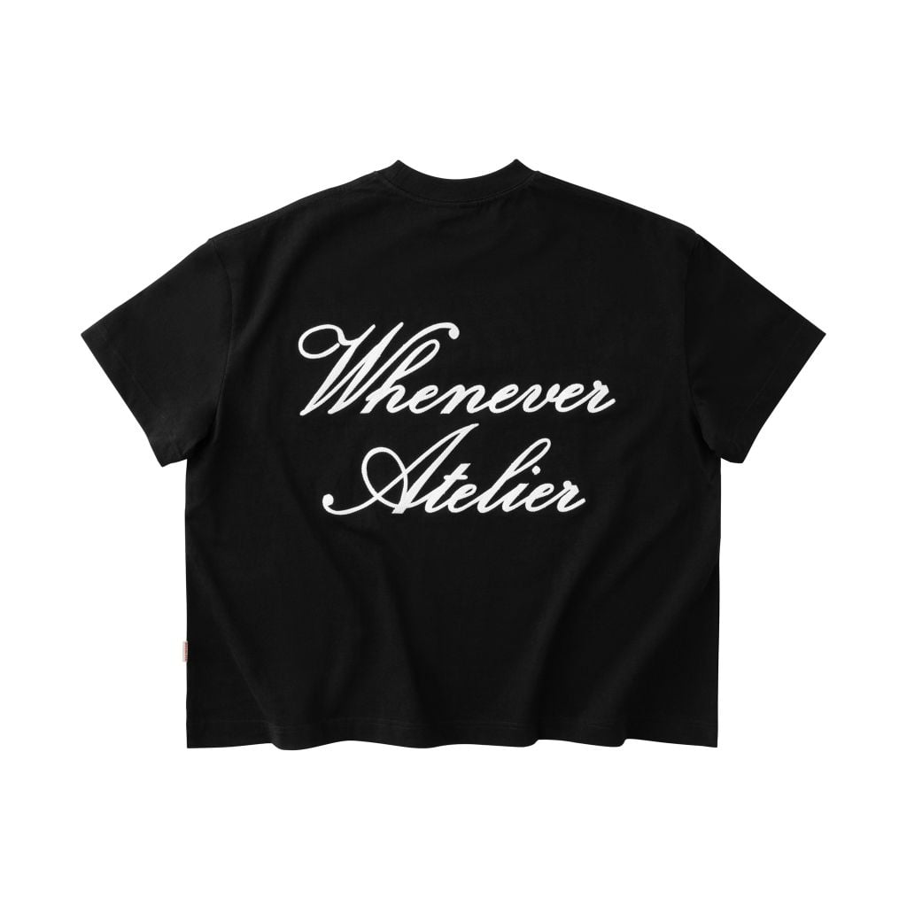 “WHENEVER” SS25 EMBROIDERED LOGO T-SHIRT / BLACK