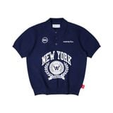 “WHENEVER” NY KNIT POLO SHIRT / NAVY