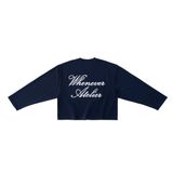 “WHENEVER” SS25 EMBROIDERED LOGO LONG SLEEVES T-SHIRT / NAVY