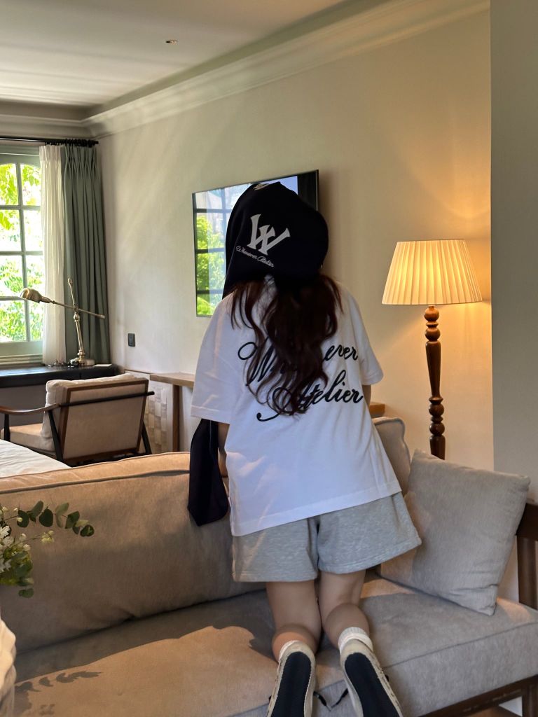 "WHENEVER" PATCHWORK HOODED SCARF / NAVY